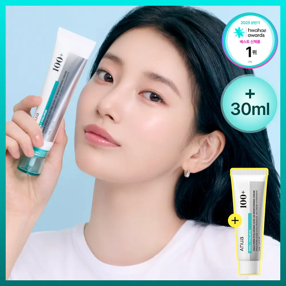 [수지 PICK / 수분광채크림] 아누아 피디알엔 히알루론산 100 수분 크림 60mL 기획 (+30mL)